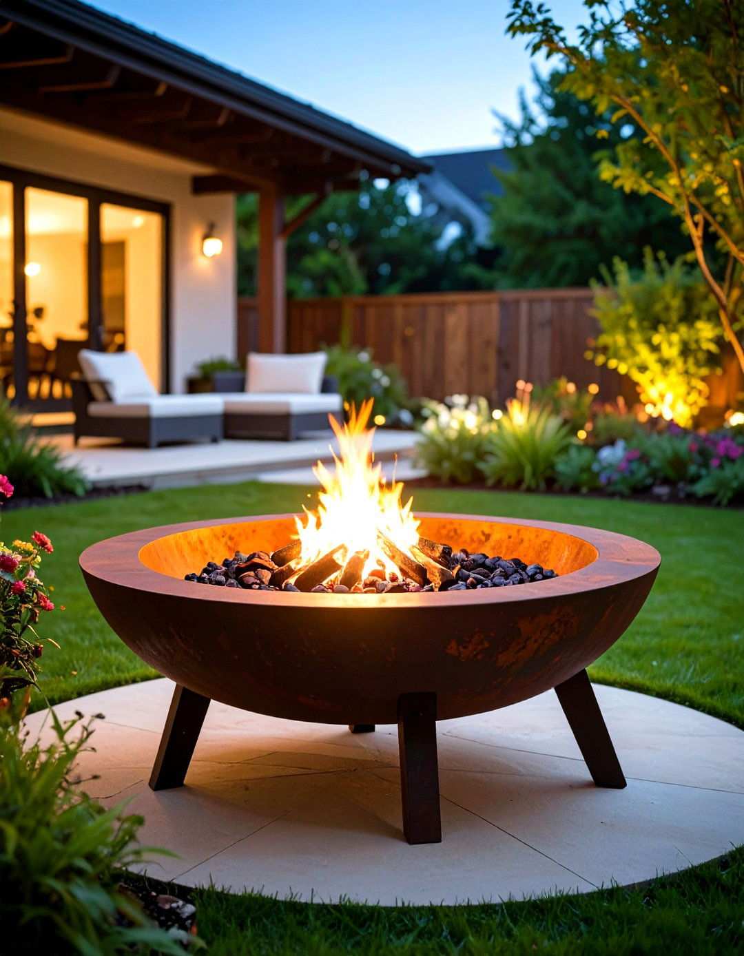 Corten Steel Bowl Fire Pit - 24 Metal Fire Pit Ideas