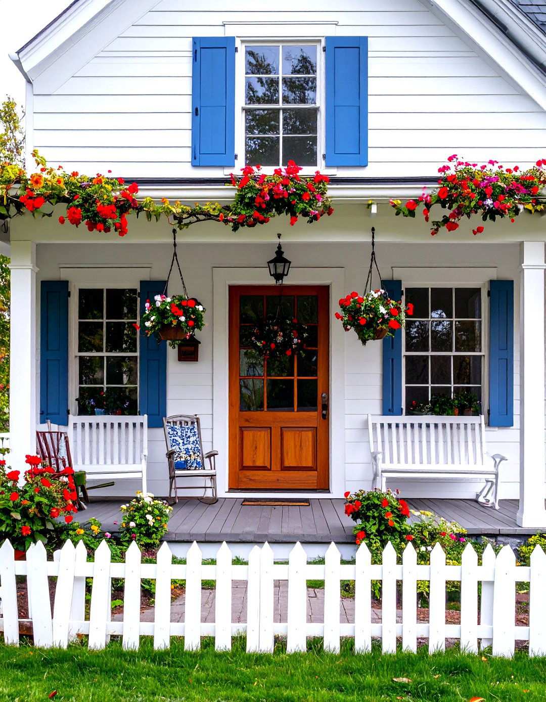 Cottage Farmhouse with Picket Fence Charm - 24 White Farmhouse With Wrap-around Porch Ideas