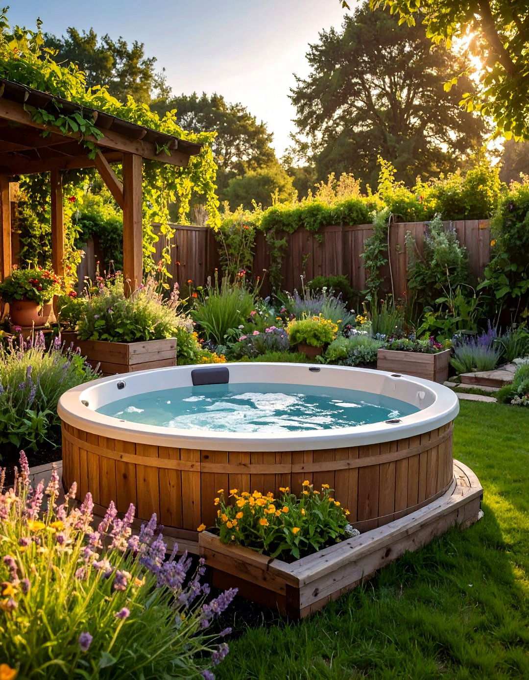 Cottage Herb Garden Hot Tub Sanctuary - 24 Hot Tub Landscaping Ideas