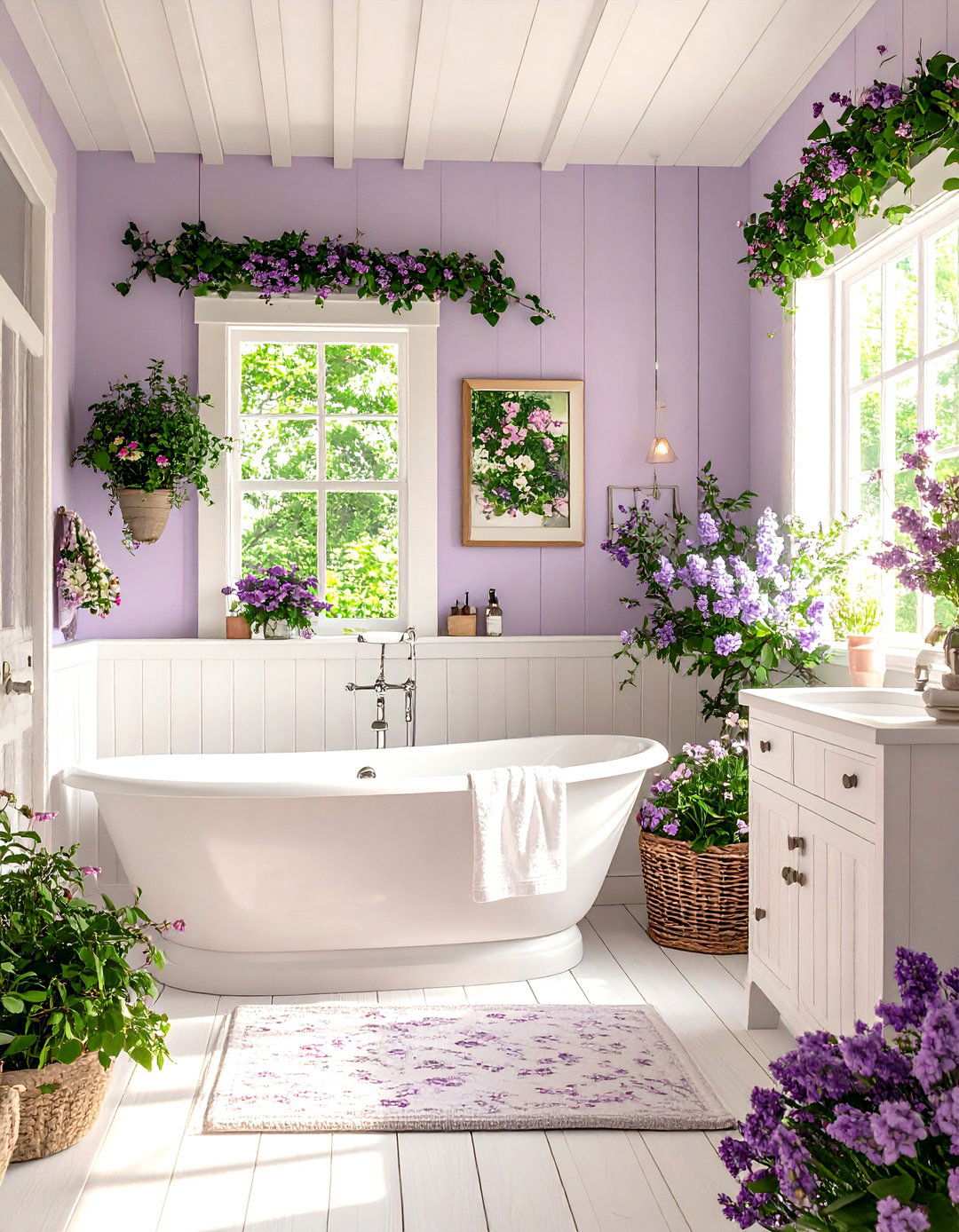 Cottage Lilac Garden - 24 Purple Bathroom Ideas