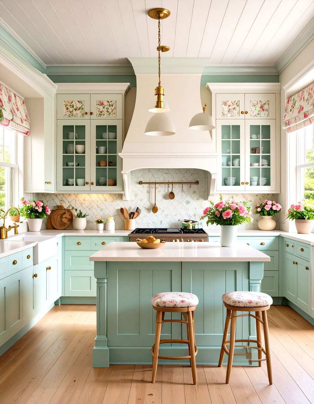 Cottage Style Kitchen with Beadboard and Pastel Colors - 24 Small Kitchen Ideas on a Budget
