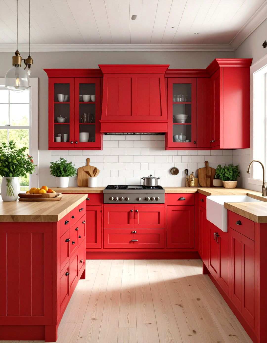 Cottage Style Red Kitchen Charm - 24 Red Kitchens