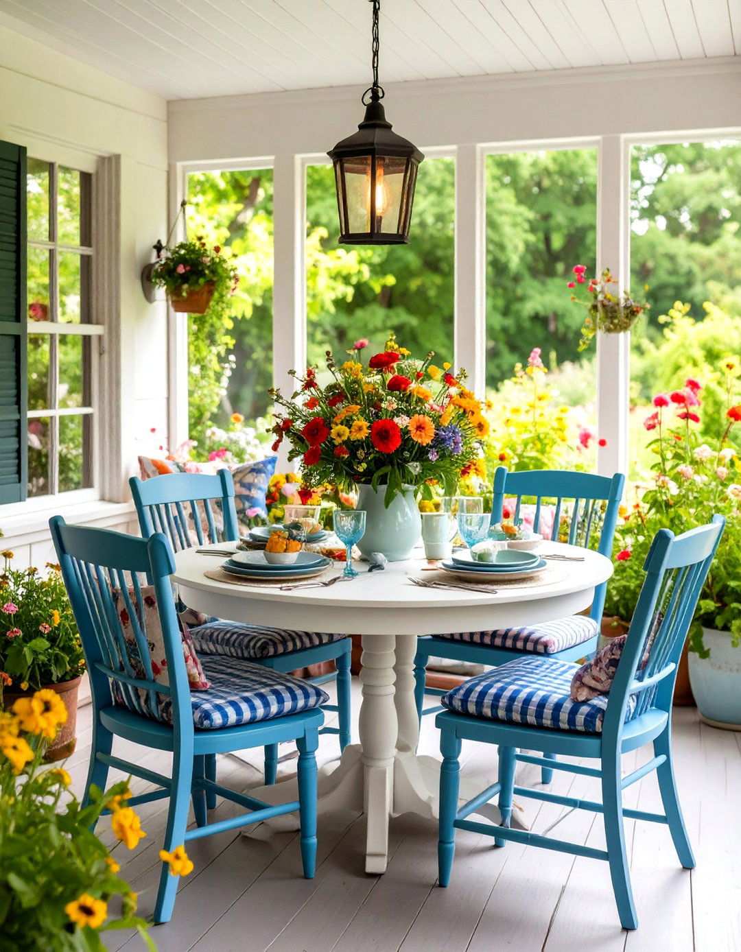 Cottage Sunroom Dining with Cozy Comfort - 24 Sunroom Dining Room Ideas