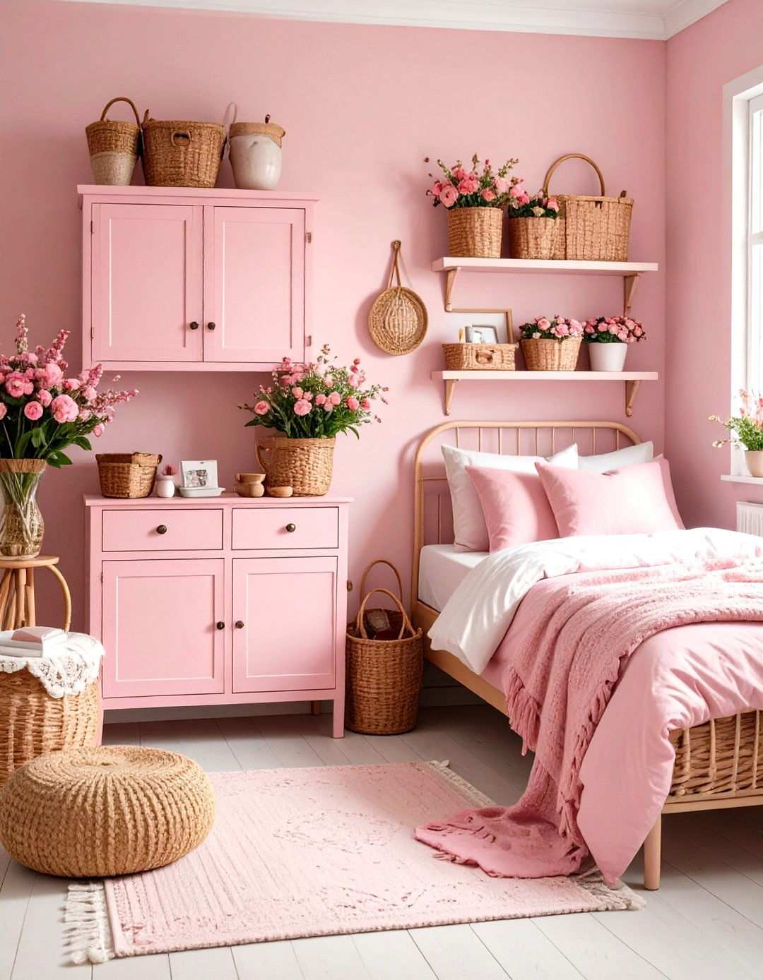 Cottagecore Pink Dorm Room - 24 Pink Dorm Room Ideas