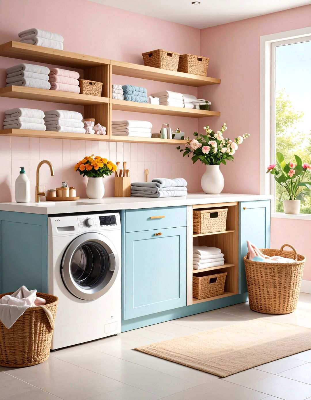 Countertop Workspace Storage - 24 Laundry Room Storage Ideas