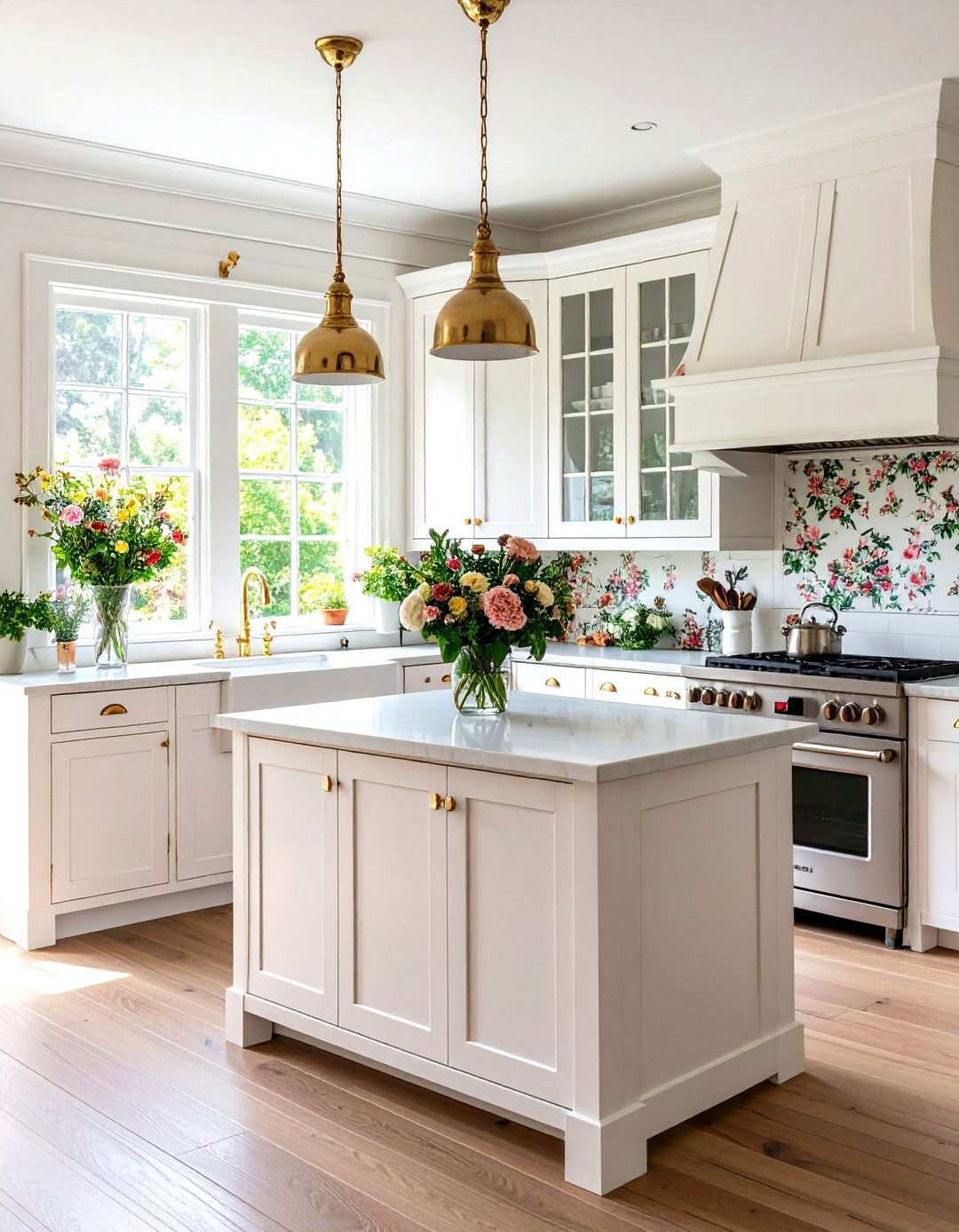Country Cottage White Cabinets with Pewter Gold Hardware - 24 White Kitchen Cabinets With Gold Hardwar