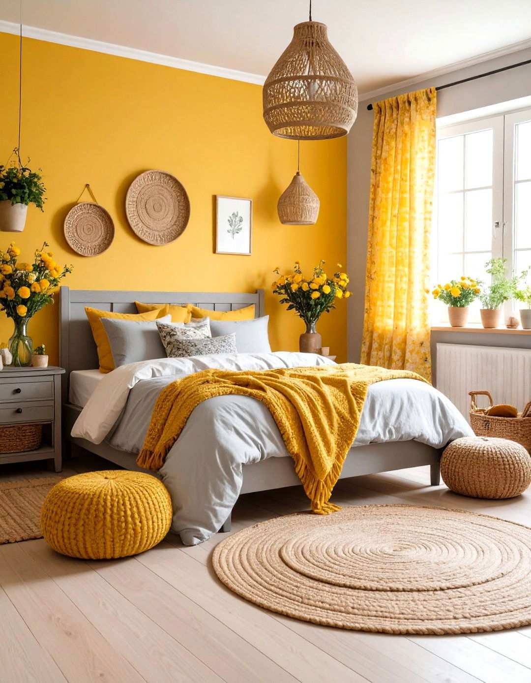 Country Cottage Yellow and Grey Bedroom - 24 Yellow and Grey Bedroom Ideas
