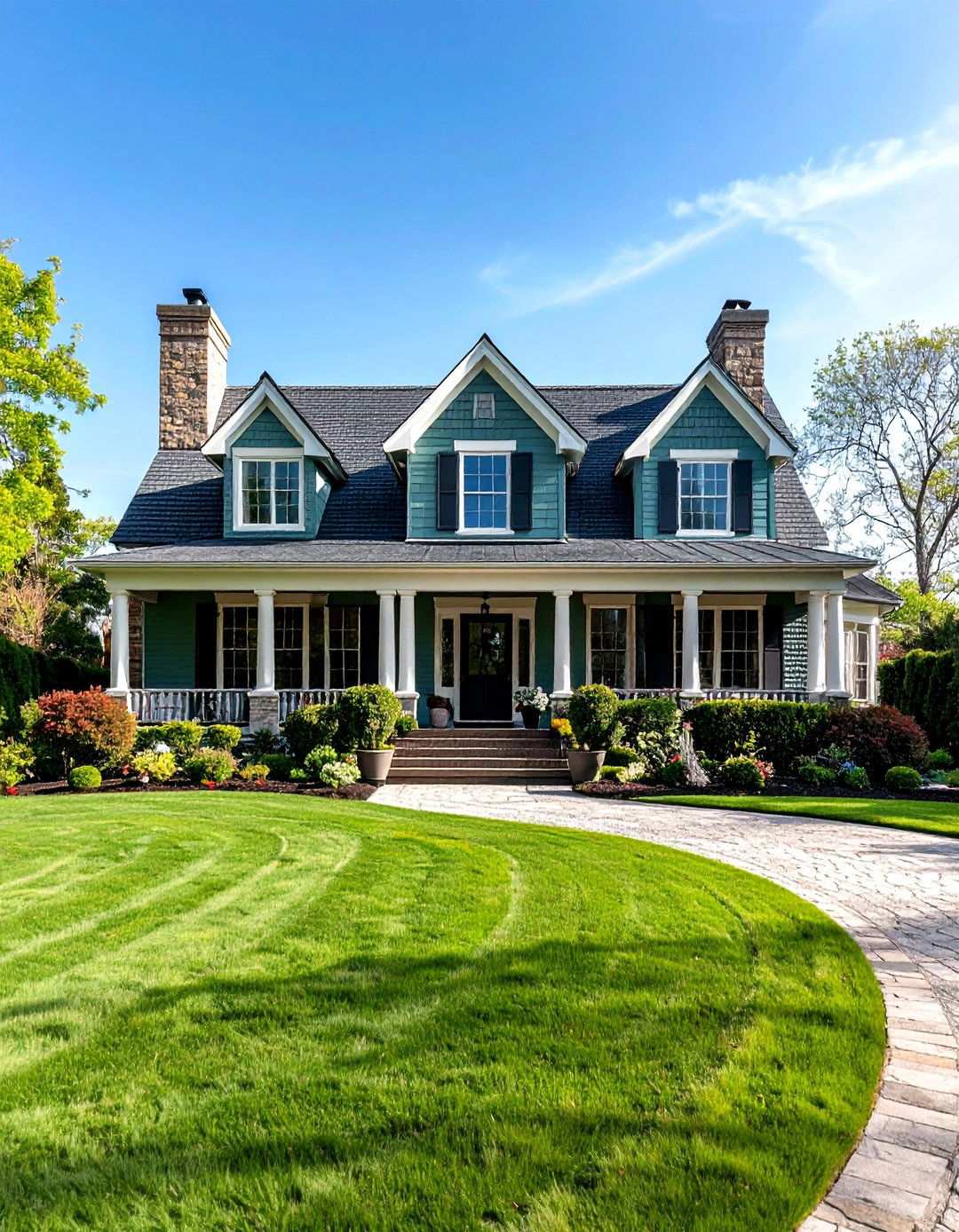Country Manor Sage Green Estate - 24 Sage Green Painted Brick House Ideas