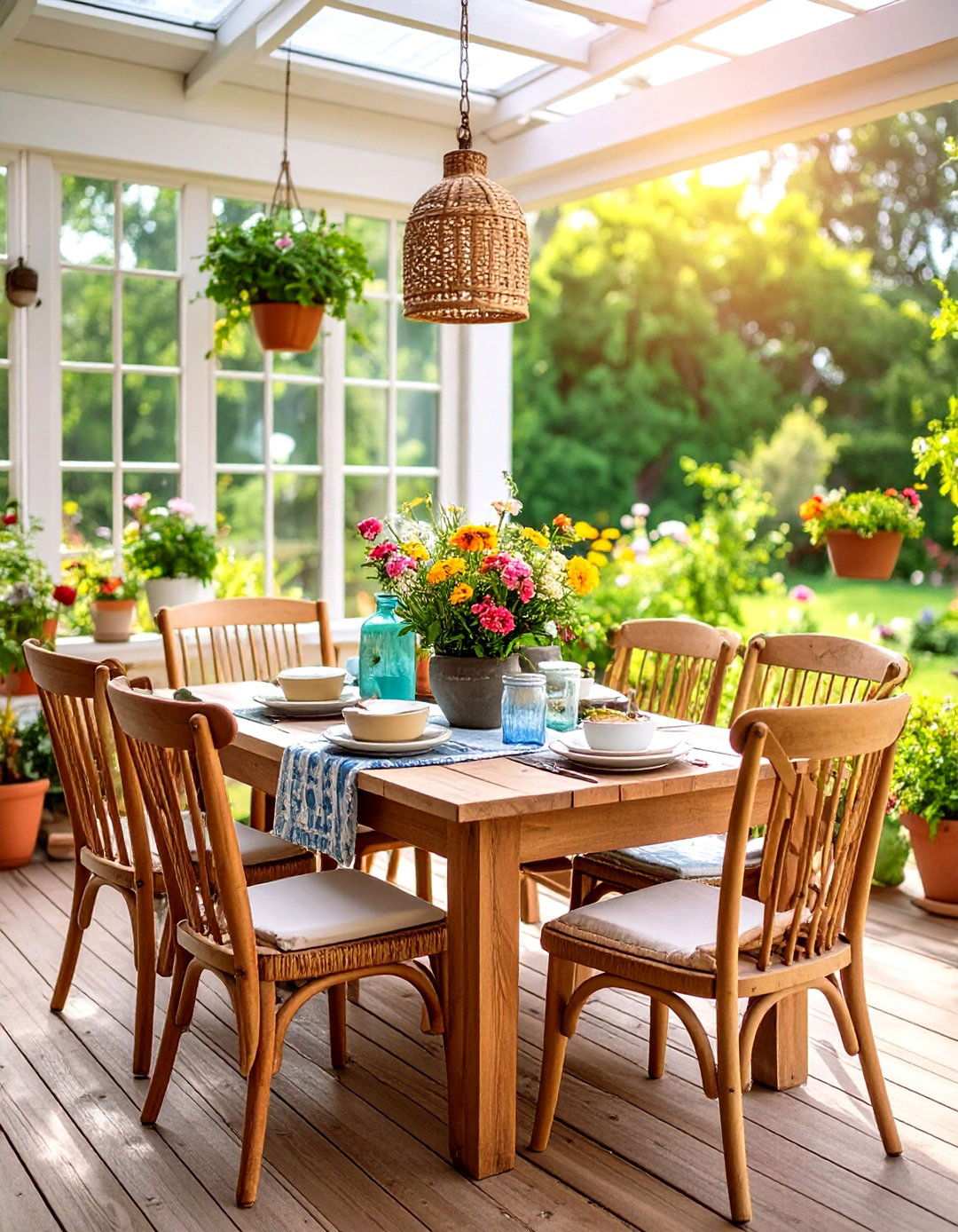 Country Sunroom Dining with Traditional Values - 24 Sunroom Dining Room Ideas