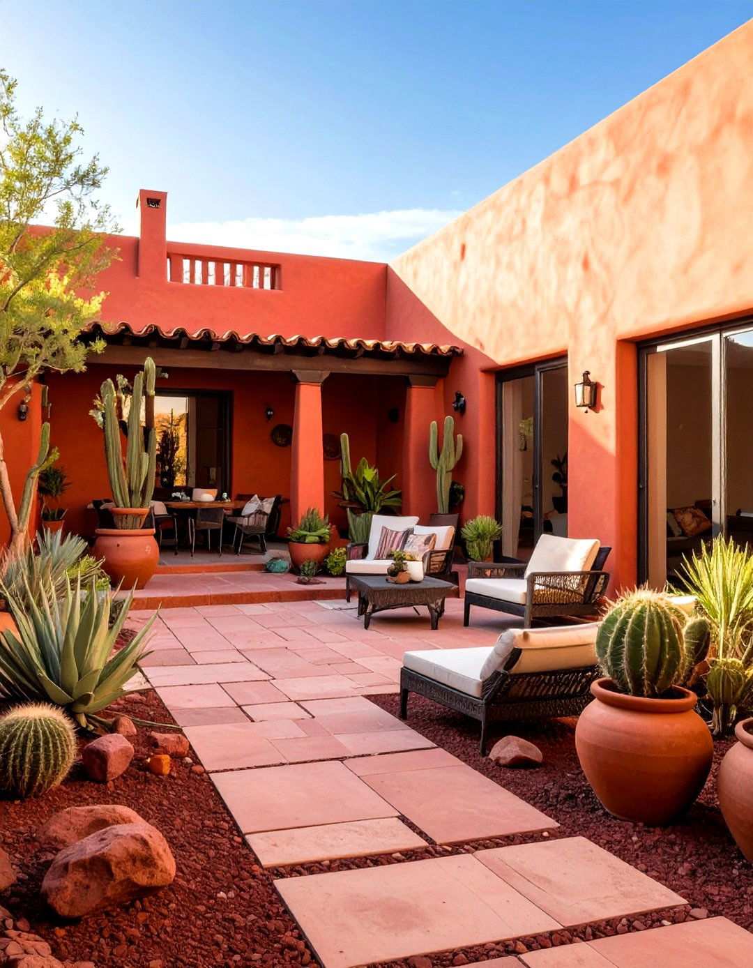 Courtyard Garden Design - 24 Red Lava Rock Landscaping Ideas