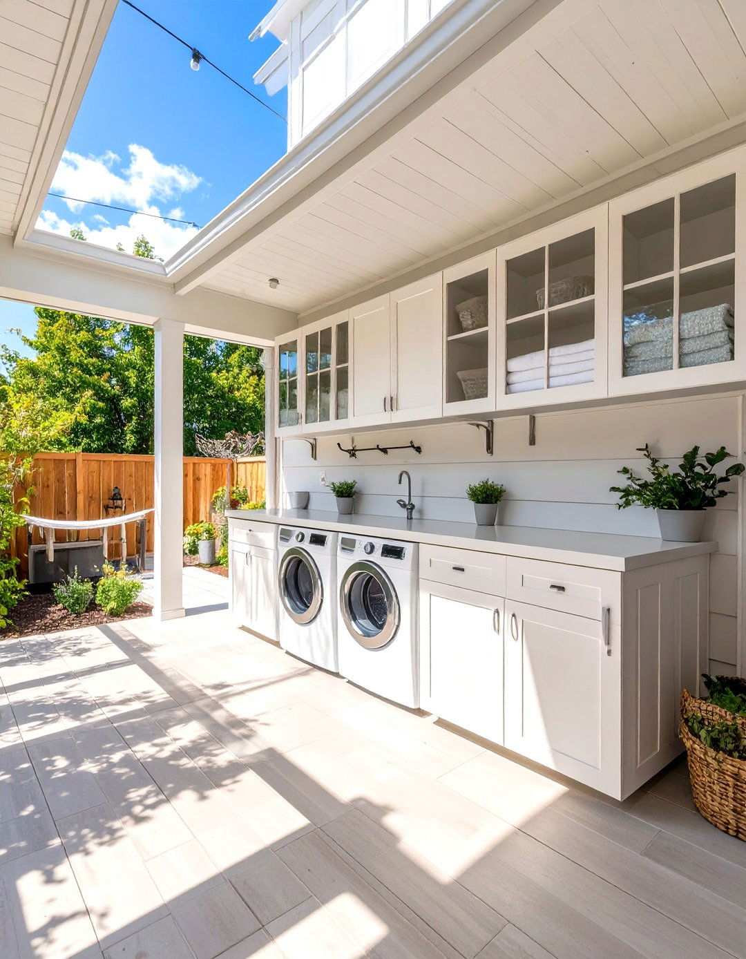 Covered Patio Laundry Station - 24 Outdoor Laundry Area Design Ideas