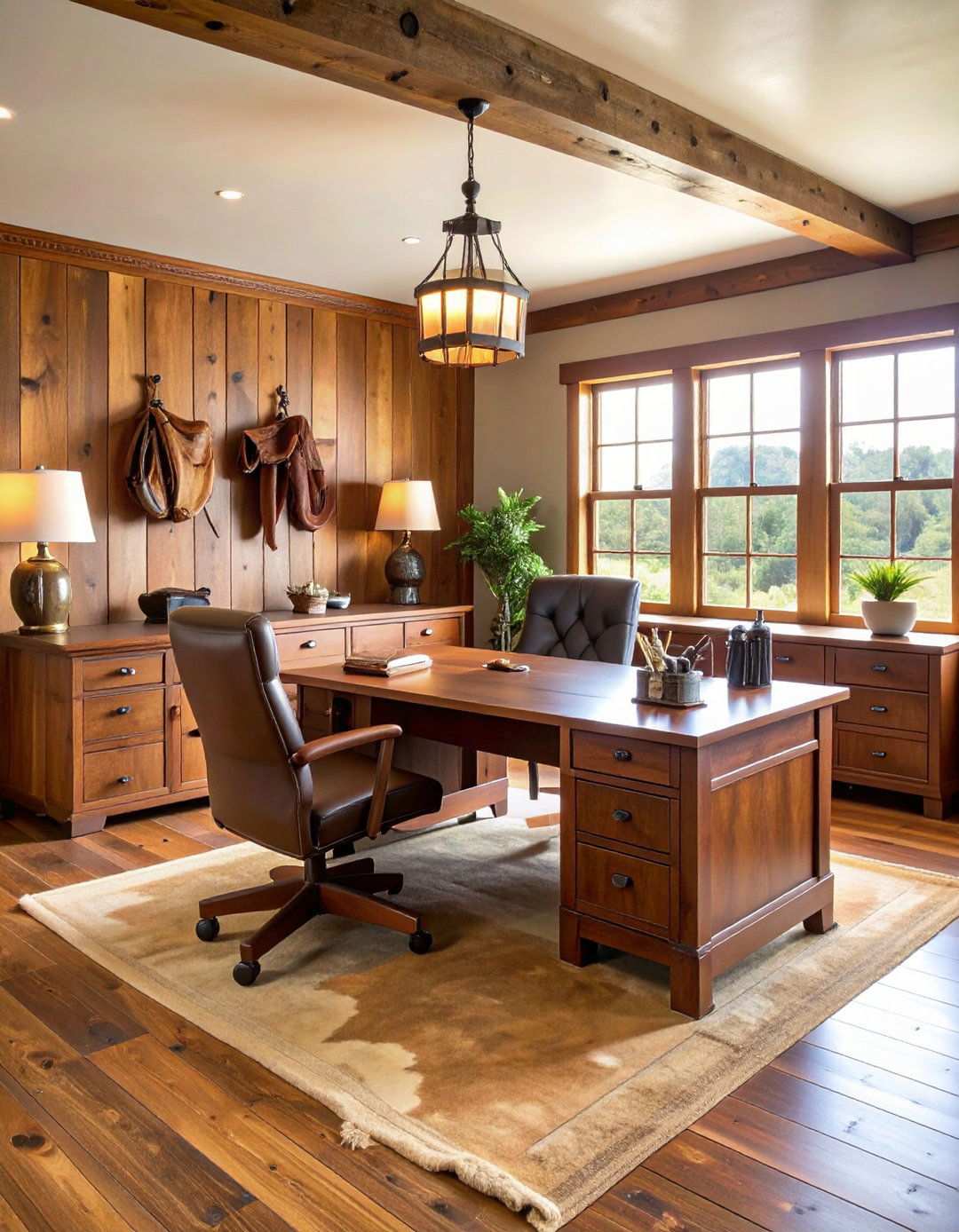 Cowboy Western Ranch Office - 24 Man Cave Office Ideas