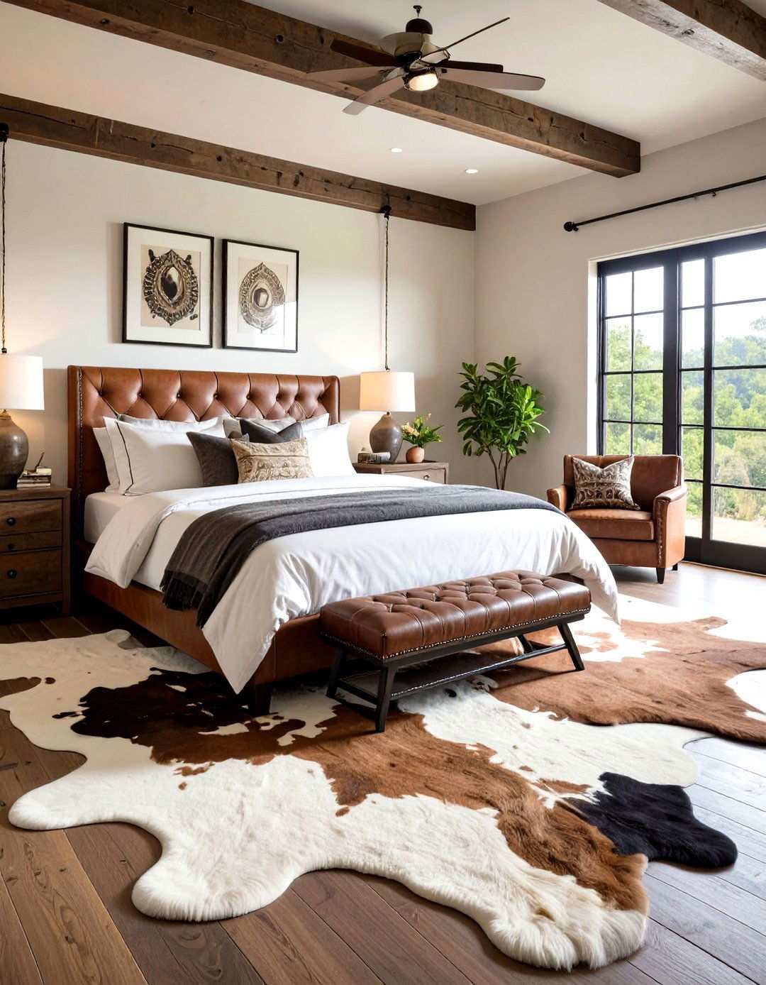 Cowhide Pattern Bedroom - 24 Western Bedroom Ideas