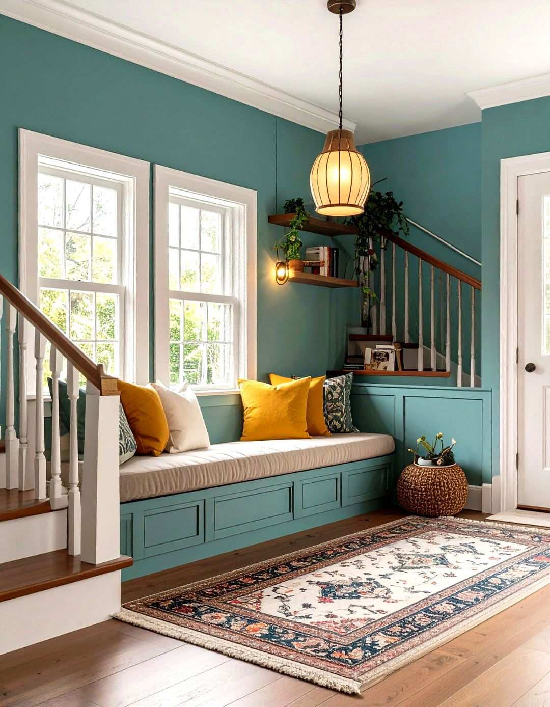 Cozy Reading Nook Under Stairs - 24 Townhouse Interior Design Ideas