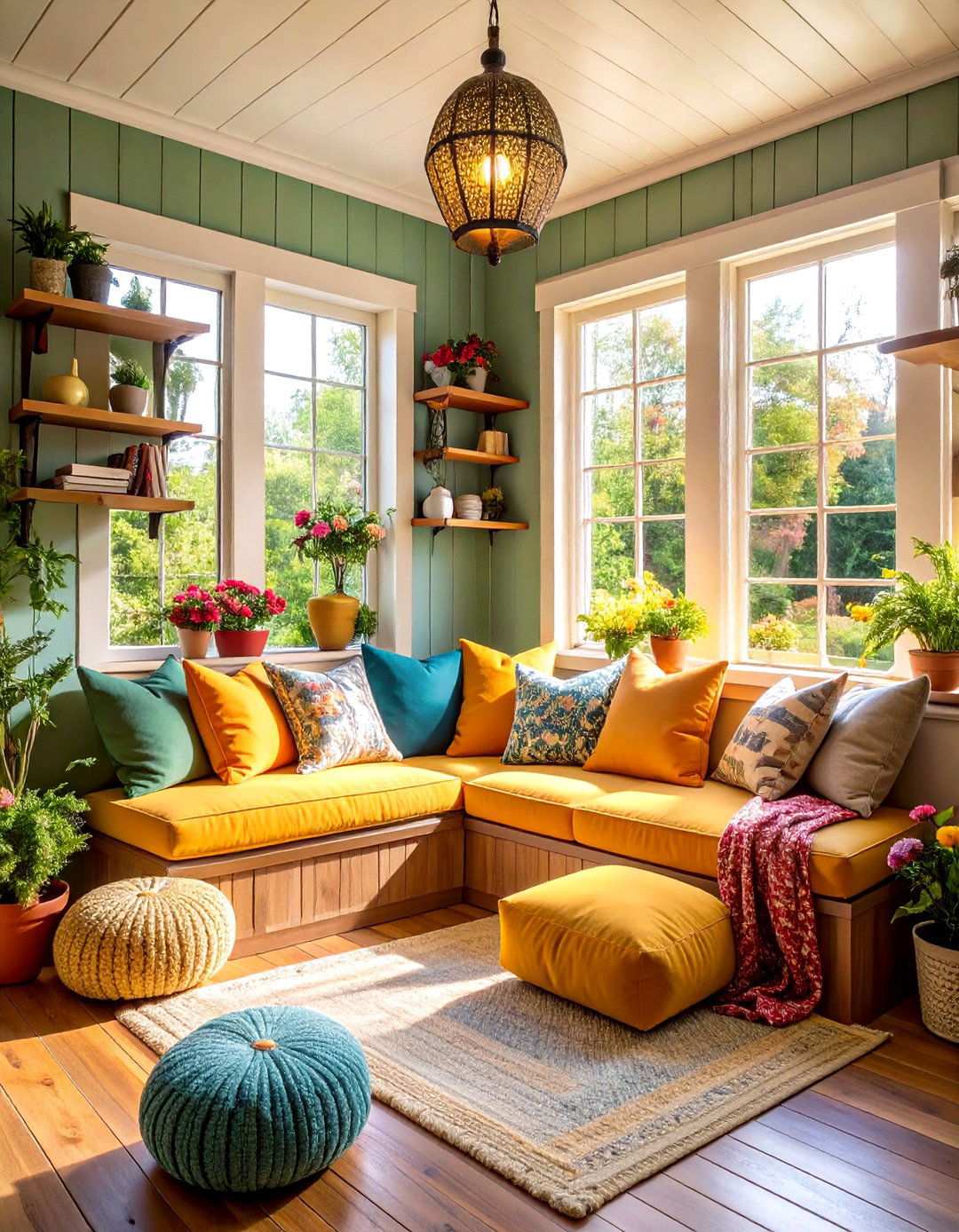 Cozy Reading Nook with Built in Storage Bench - 24 Small Sunroom Ideas