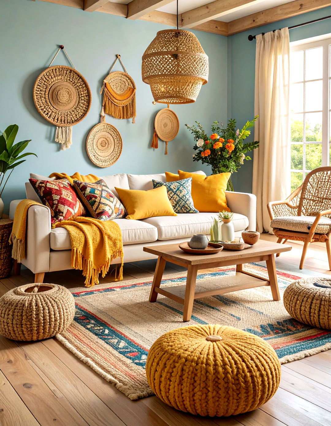Cozy Textile Layering with Natural Fibers - 24 Rustic Living Room Ideas