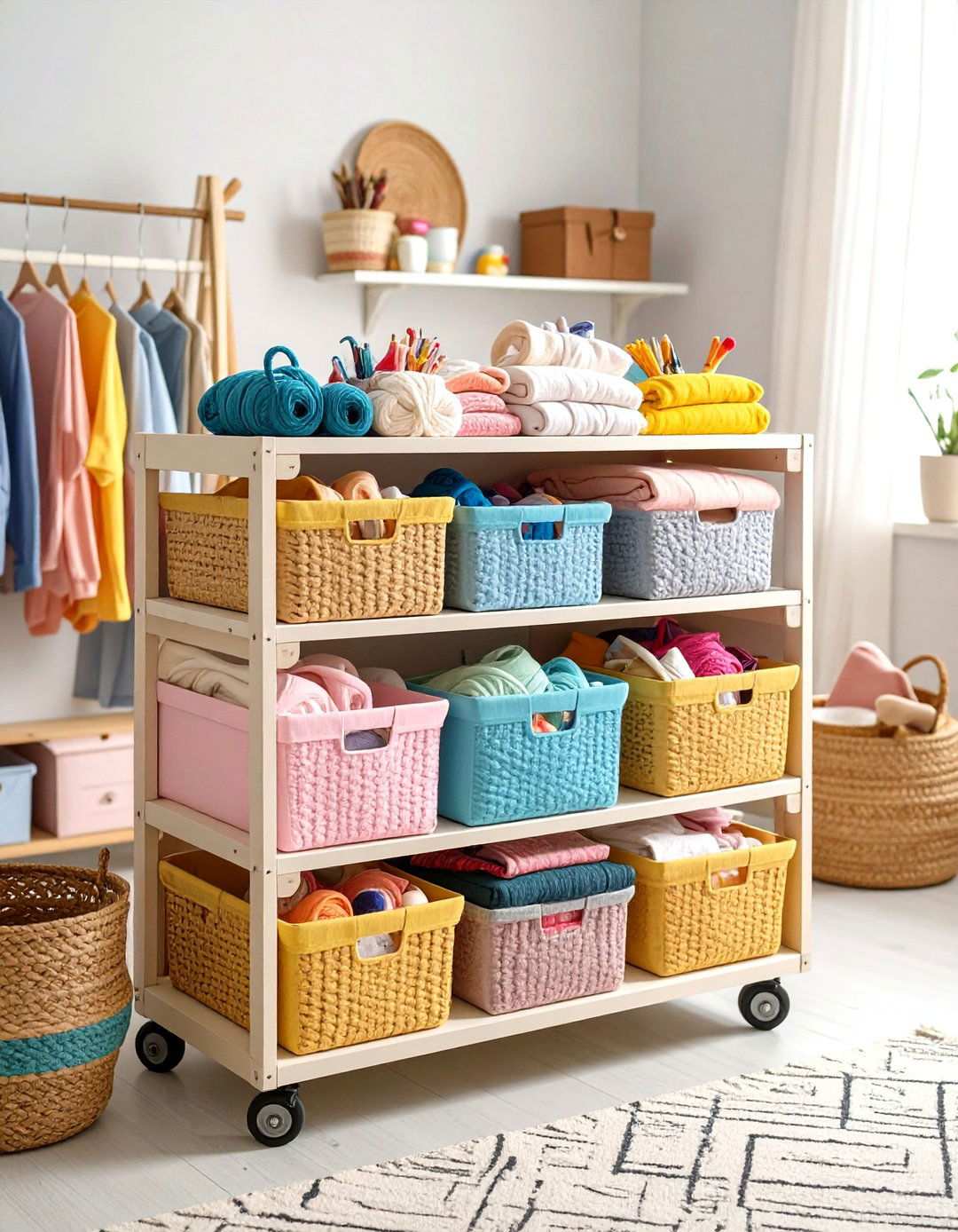 Craft Room Mobile Supply Station - 24 Milk Crate Storage Ideas