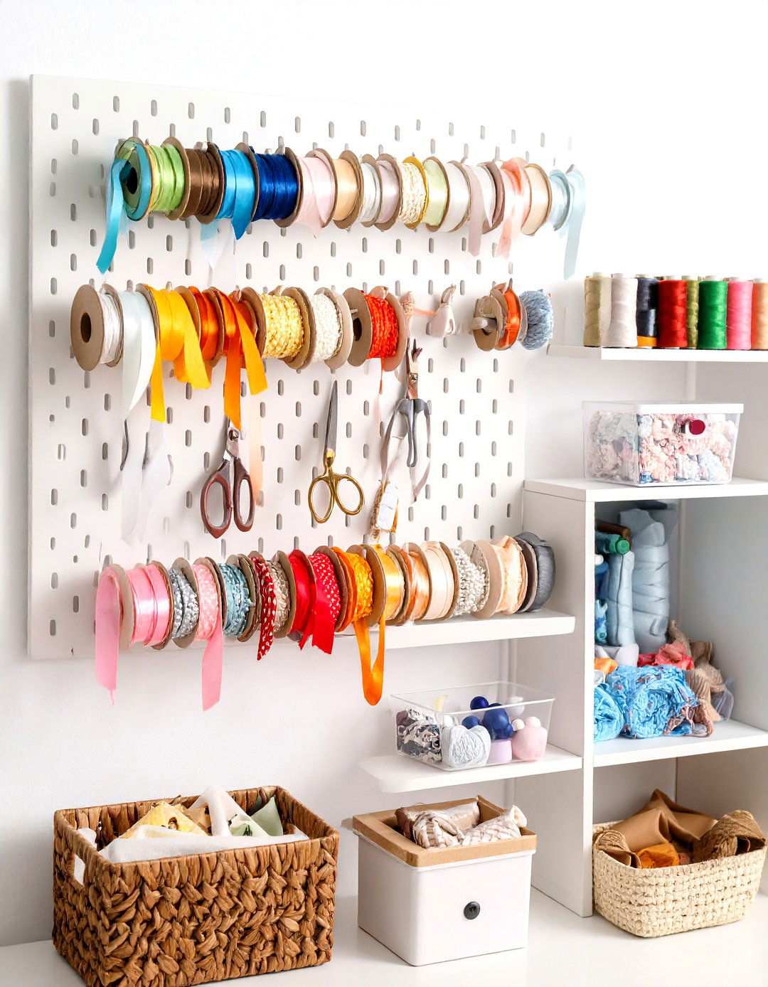 Craft Room Supply Center - 24 Pegboard Ideas