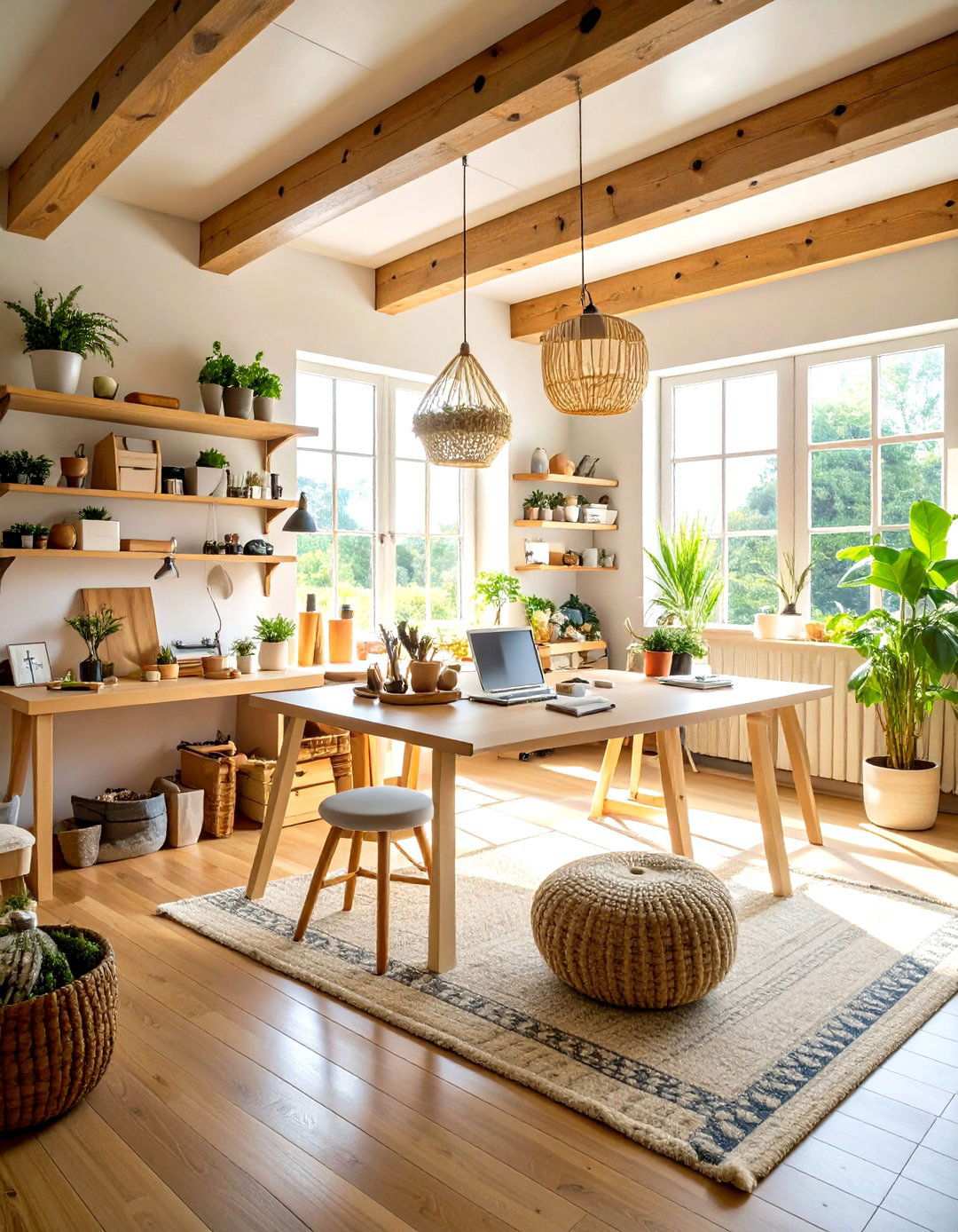Craft Room with Organized Storage Solutions - 24 Rustic Barndominium Interior Design Ideas