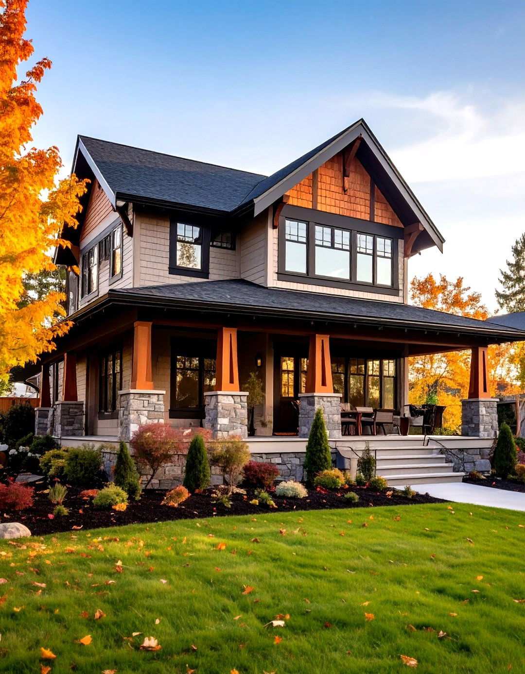 Craftsman Bungalow Artistic Details - 24 houses with black roofs
