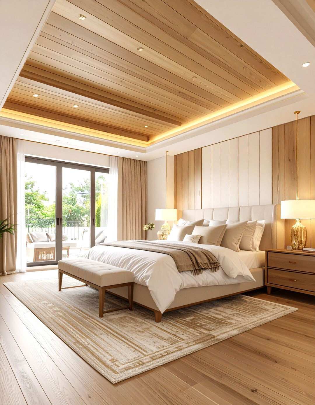 Cream and Gold Elegant Master Suite - 24 Shiplap Ceiling Ideas