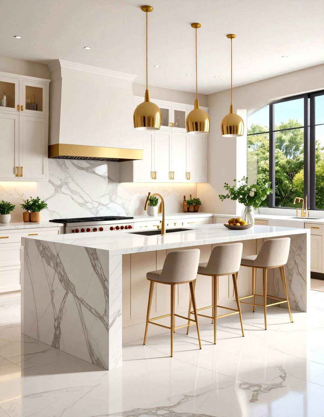 Cream Stucco Kitchen with Marble Countertop Elegance - 24 Stucco Outdoor Kitchen Ideas