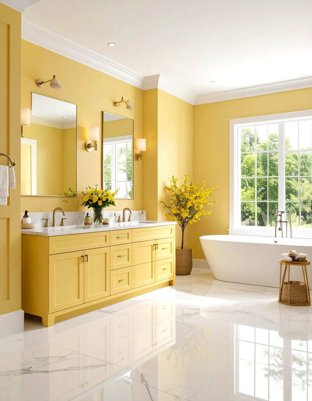 Cream Yellow Transitional Elegance - 24 Yellow Bathroom Ideas