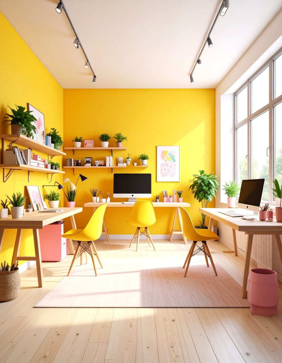 Creative Studio Workspace - 24 How to Decorate With Yellow and Pink