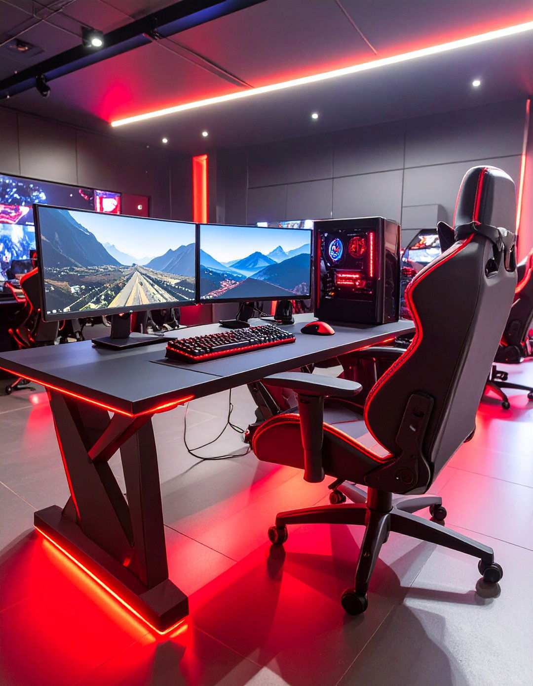 Crimson Command Center Battlestation - 24 Red and Black Gaming Setup Ideas