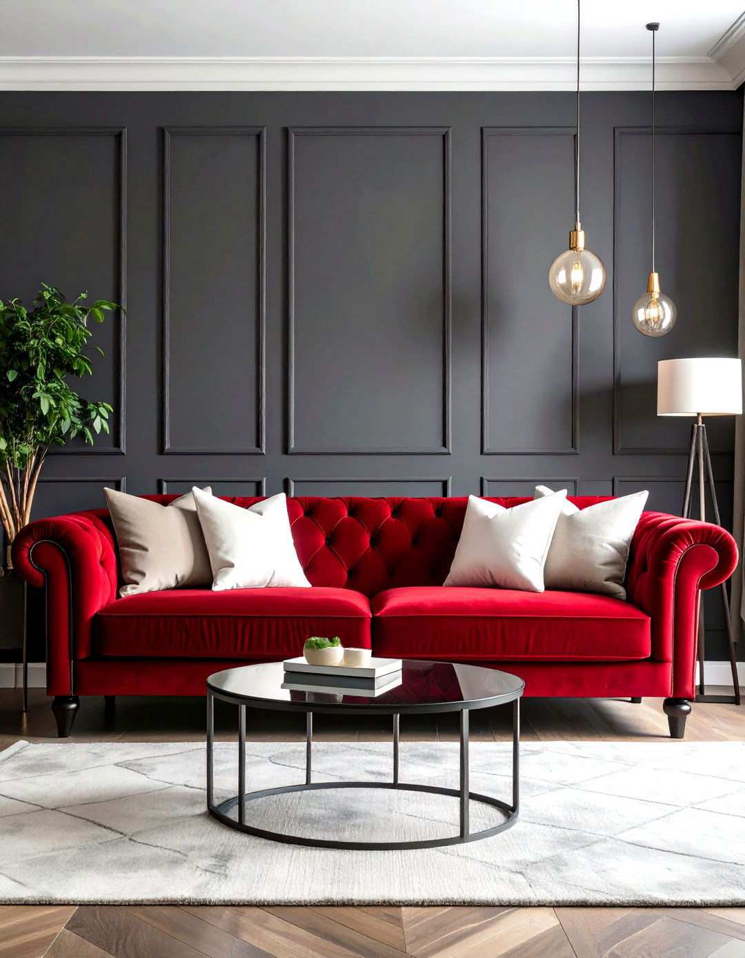 Crimson Velvet Seating Collection - 24 Red Living Room Ideas