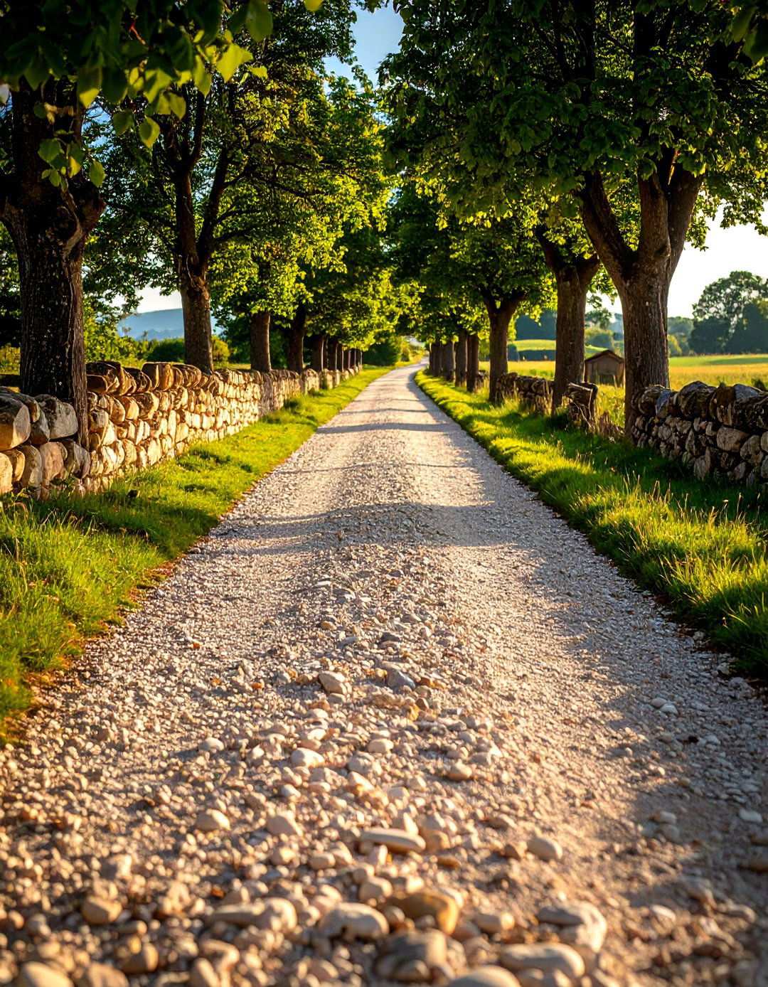 Crushed Gravel Country Lane - 24 Rock Walkway Ideas