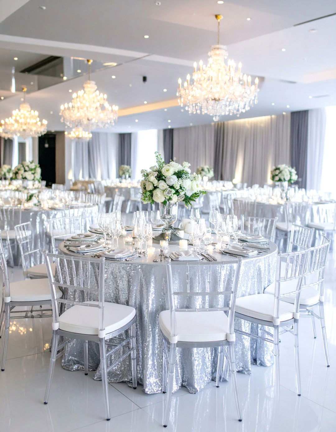 Crystal and Silver Glamour Winter Wedding Reception - 24 Winter Wedding Ideas
