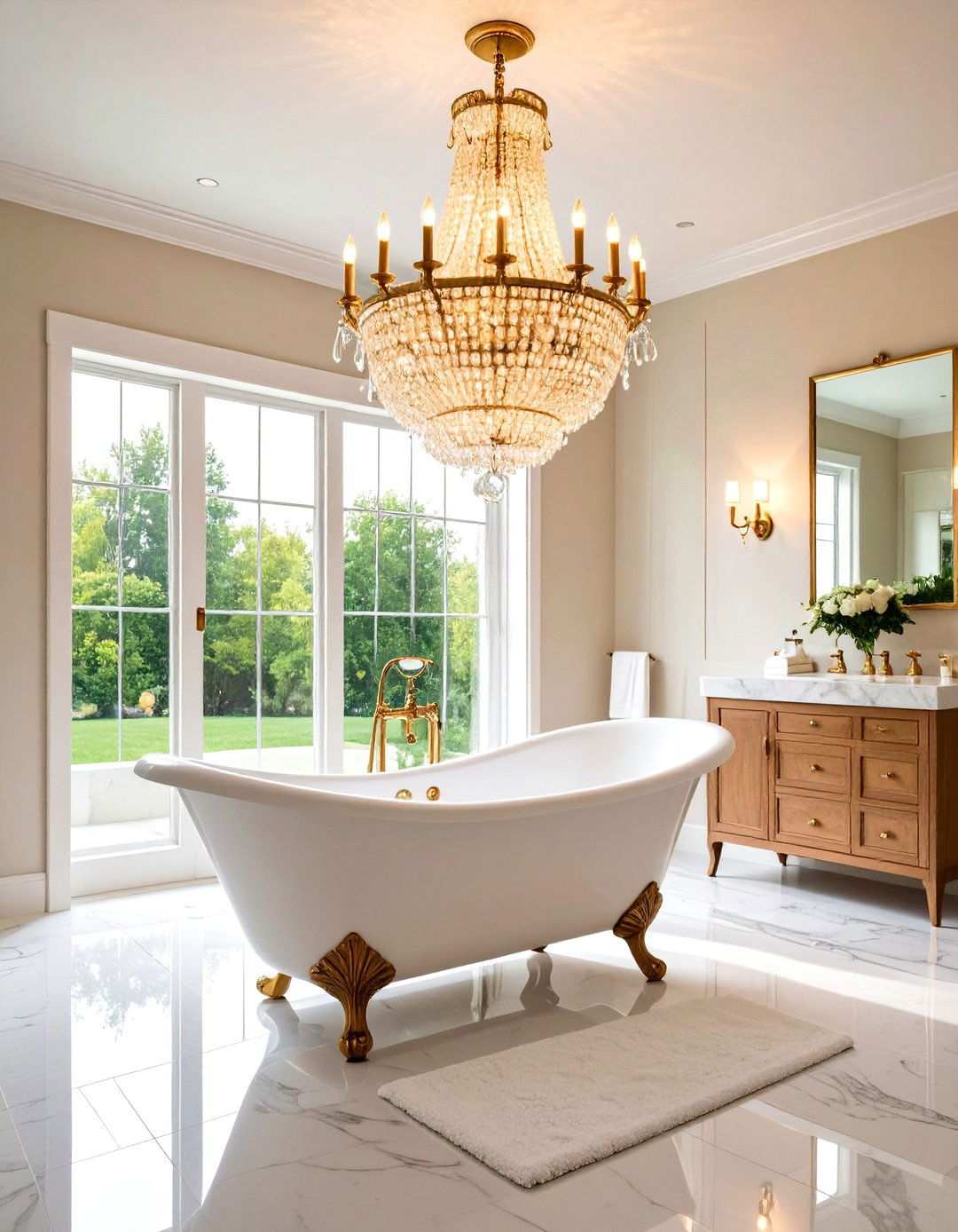 Crystal Chandelier Lighting Statement - 24 Victorian Bathroom Ideas