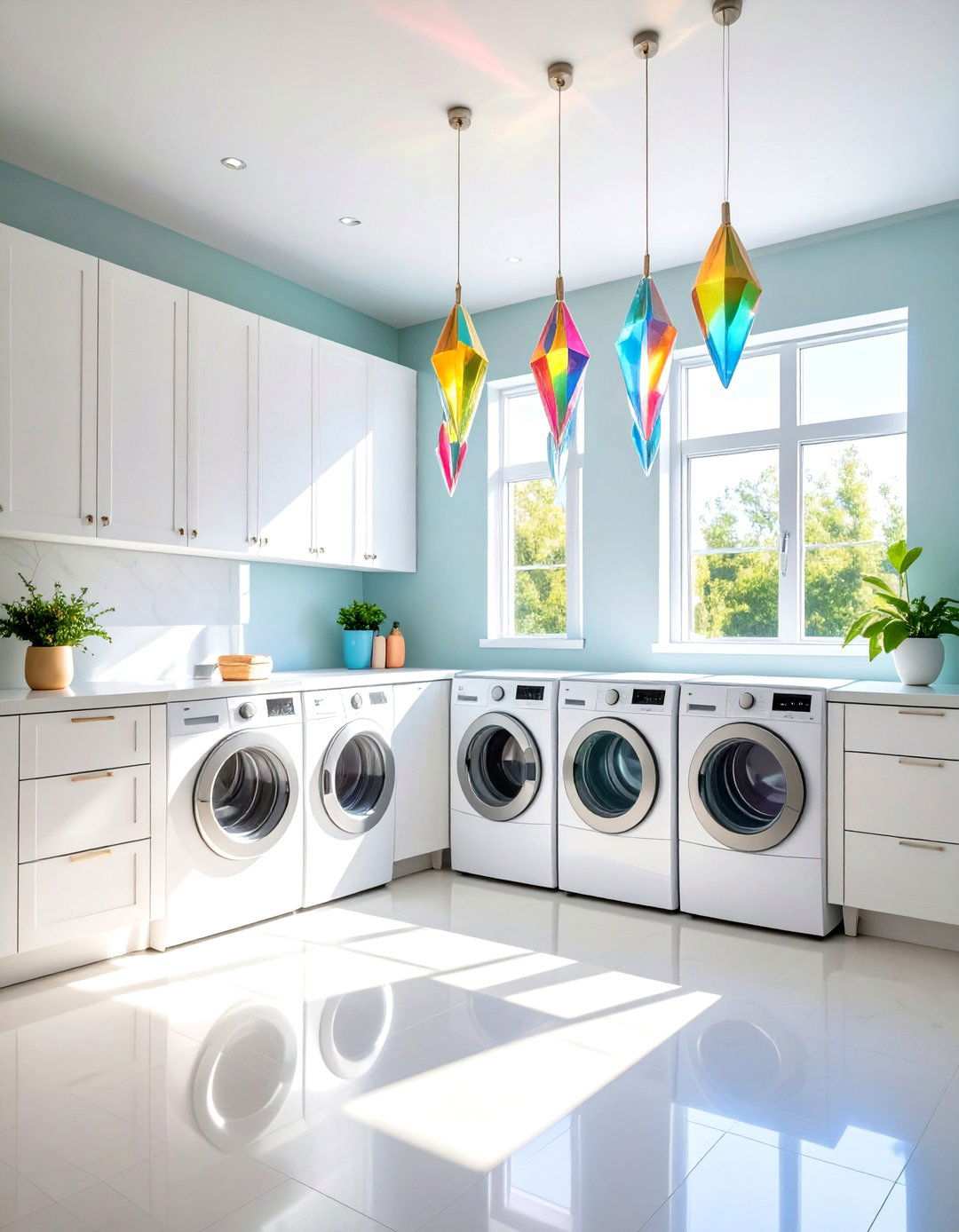Crystal Prism Sun Catcher Lights - 24 Laundry Room Lighting Ideas