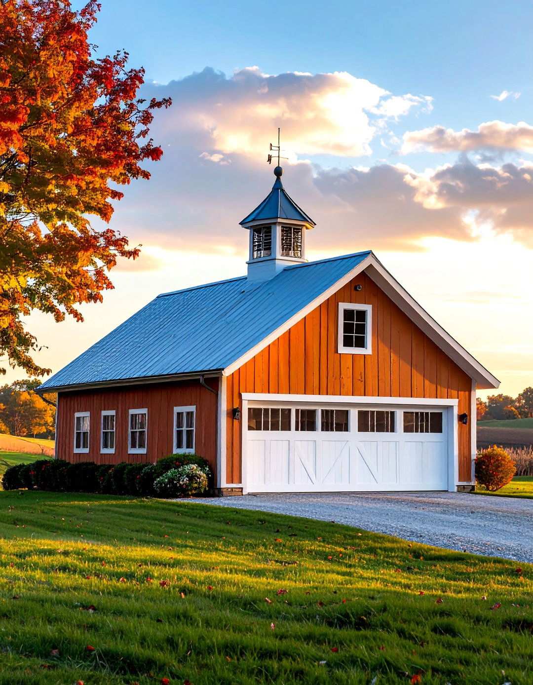 Cupola Topped Garage - 24 Rustic Garage Ideas