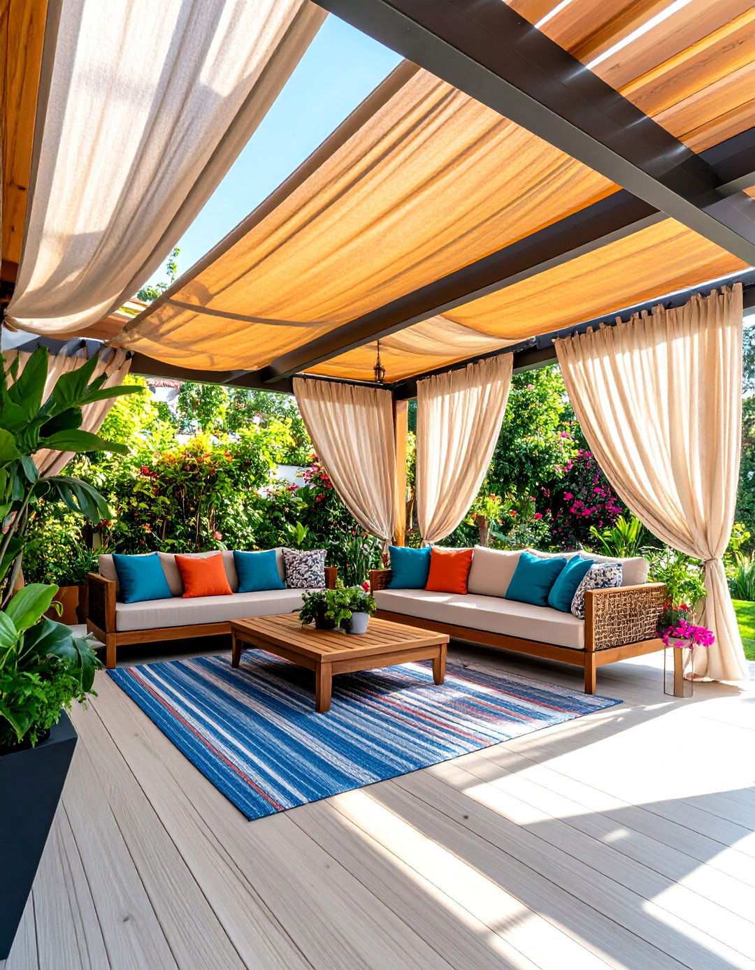 Curtain and Drape Pergola Privacy - 24 Patio With a Pergola Ideas