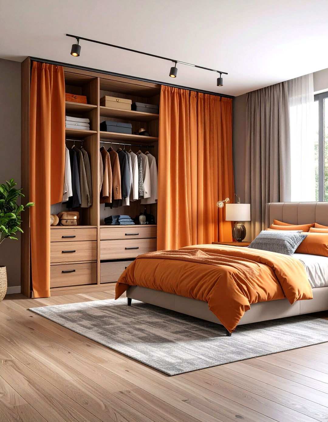 Curtain Concealed Storage Option - 24 Open Closet Ideas