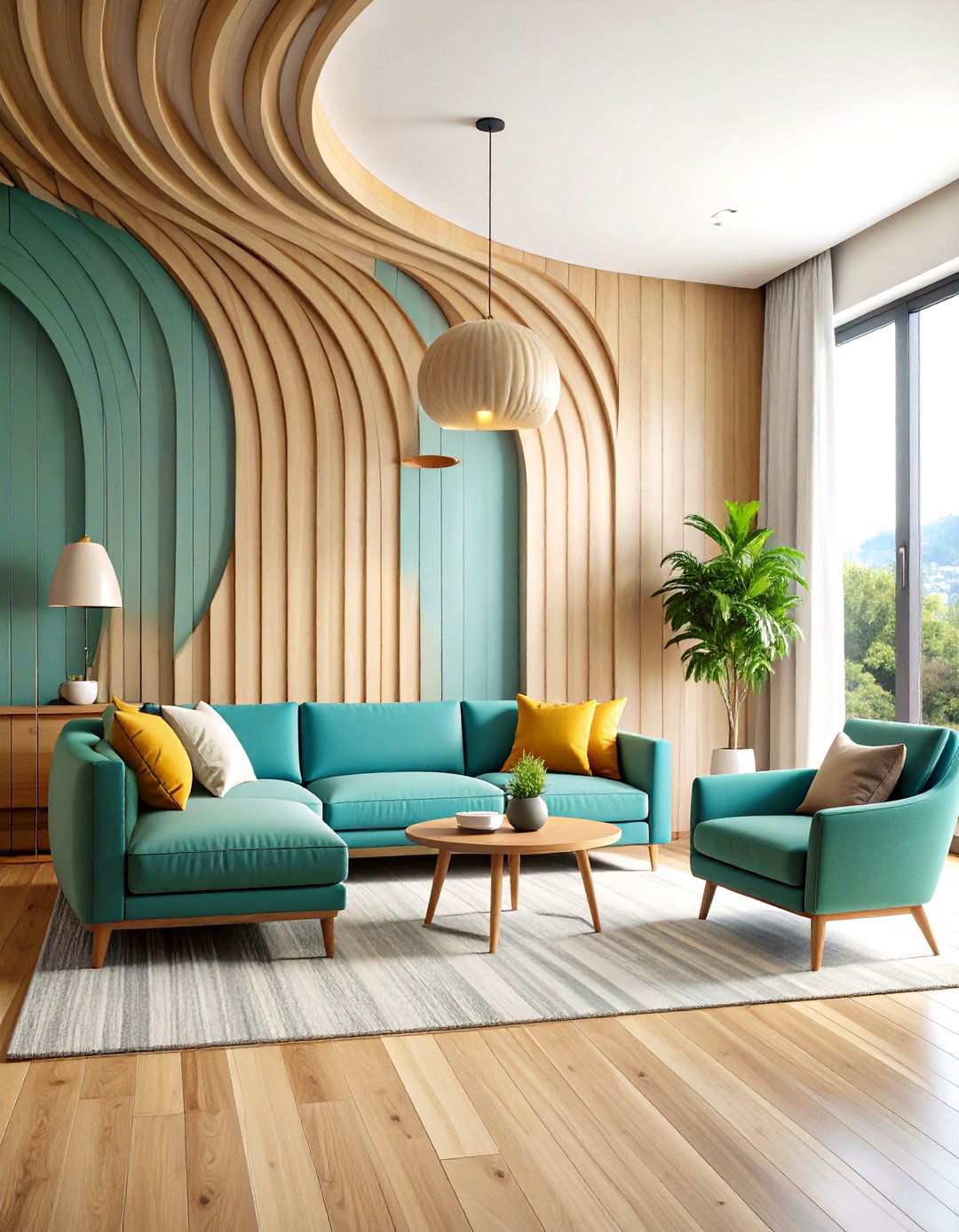 Curved Accent Wall Shiplap - 24 Shiplap Living Room Ideas