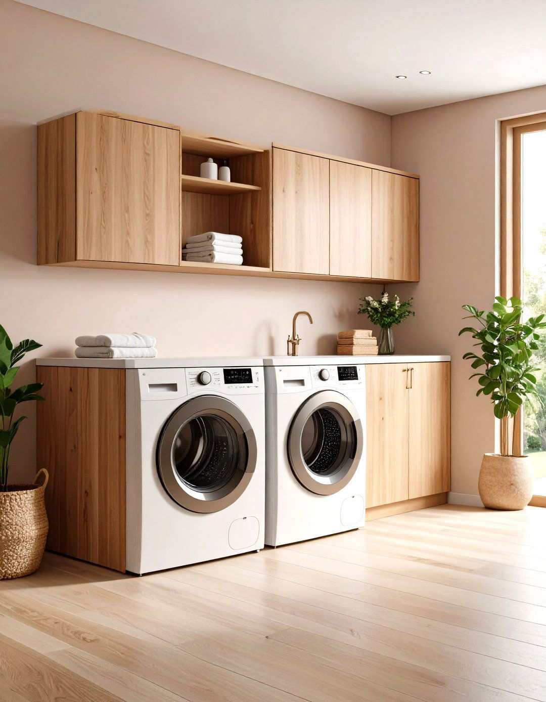 Curved and Soft Edge Cabinet Designs - 24 Laundry Room Cabinet Ideas