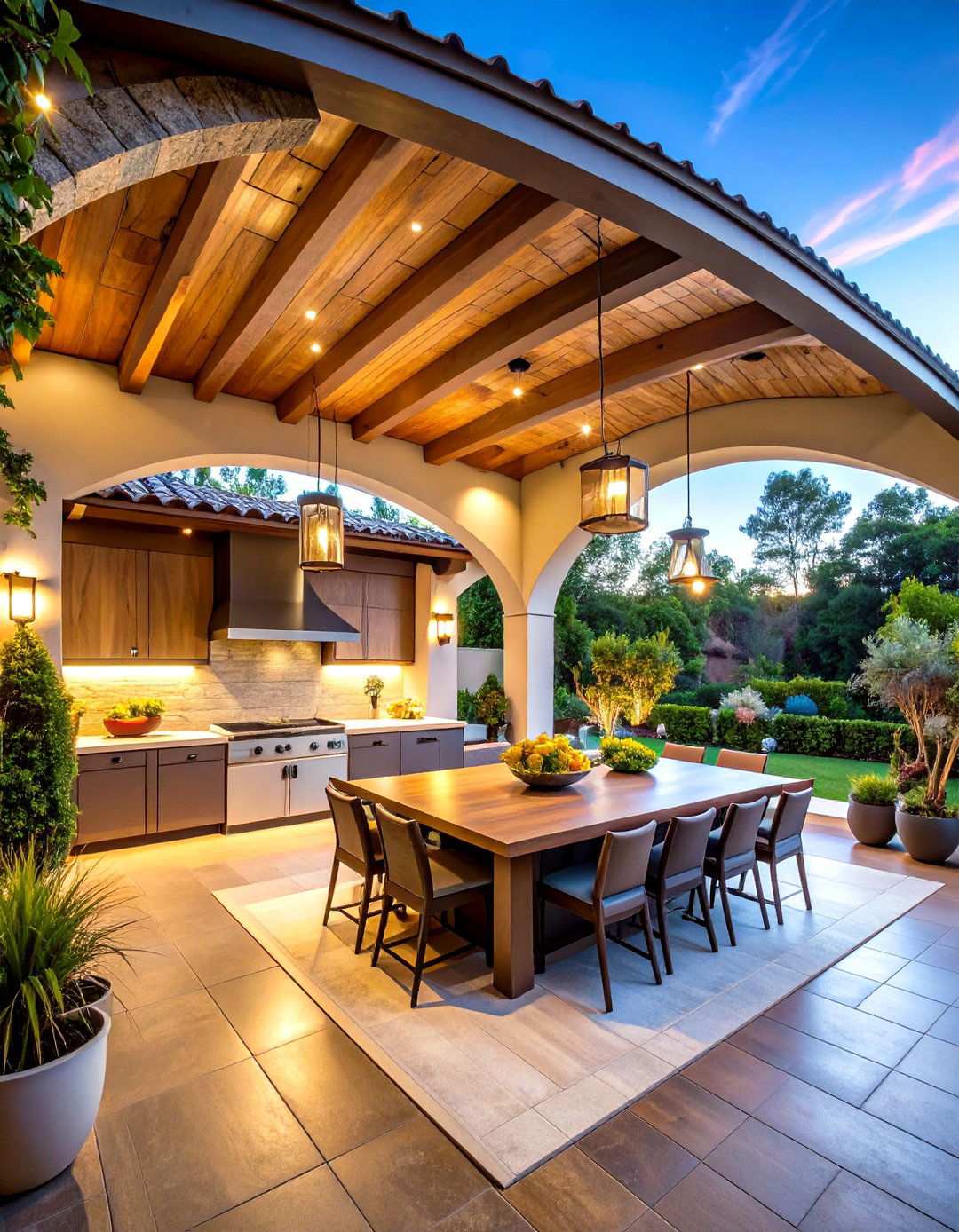 Curved Barrel Vault Design - 24 Outdoor Kitchen Roof Ideas