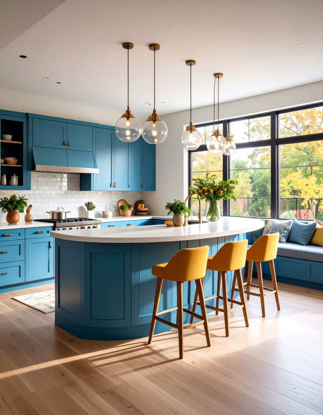 Curved Breakfast Nook Bar - 24 Kitchen Bar Ideas
