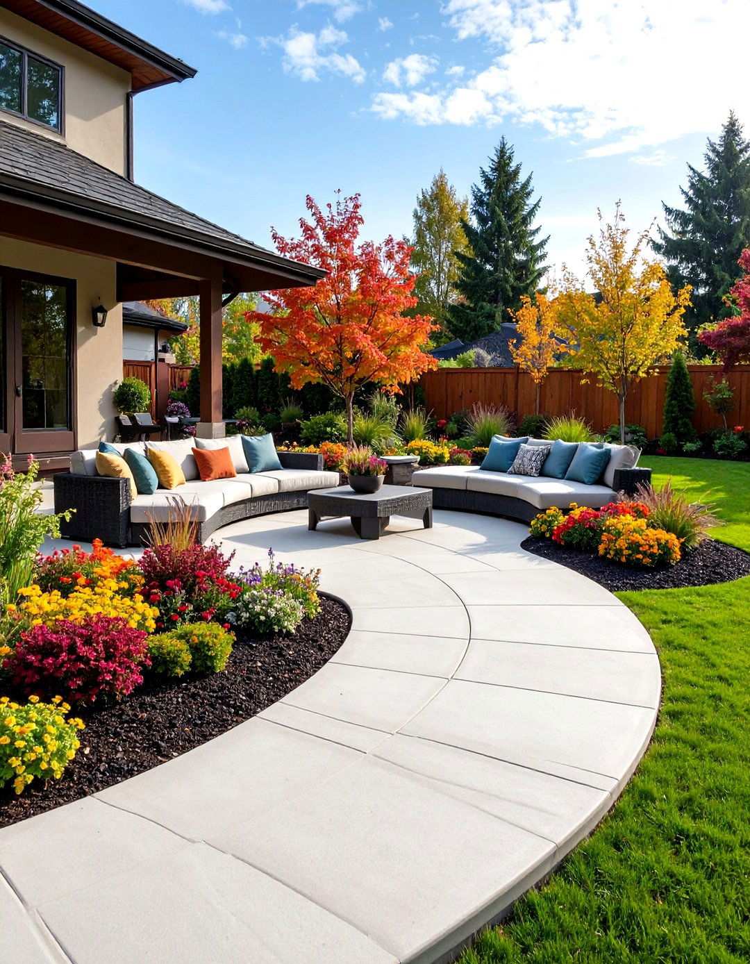 Curved Contemporary Raised Concrete Patio - 24 Raised Concrete Patio Ideas