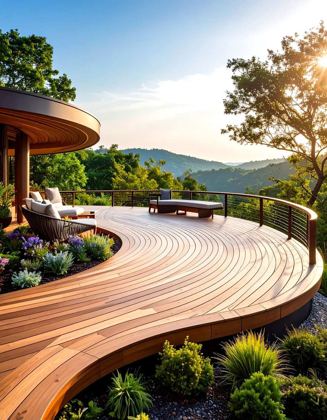 Curved Edge Deck Architecture - 24 Wood Deck Ideas