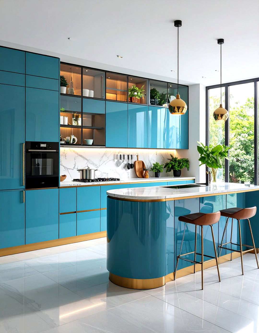 Curved Glass Modern Design - 24 Modern Style Glass Kitchen Cabinets