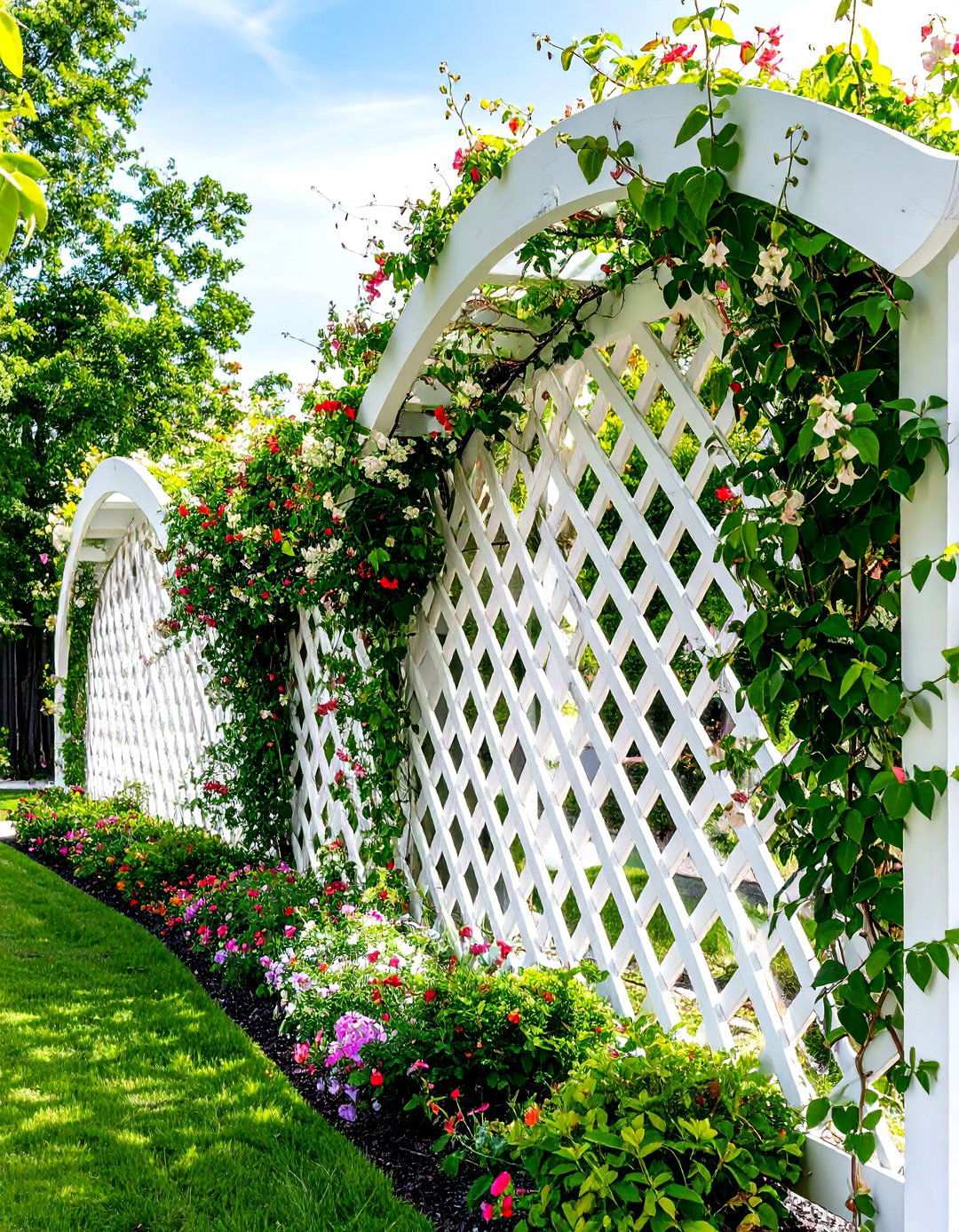Curved Lattice Accent Wall - 24 Lattice Fence Ideas