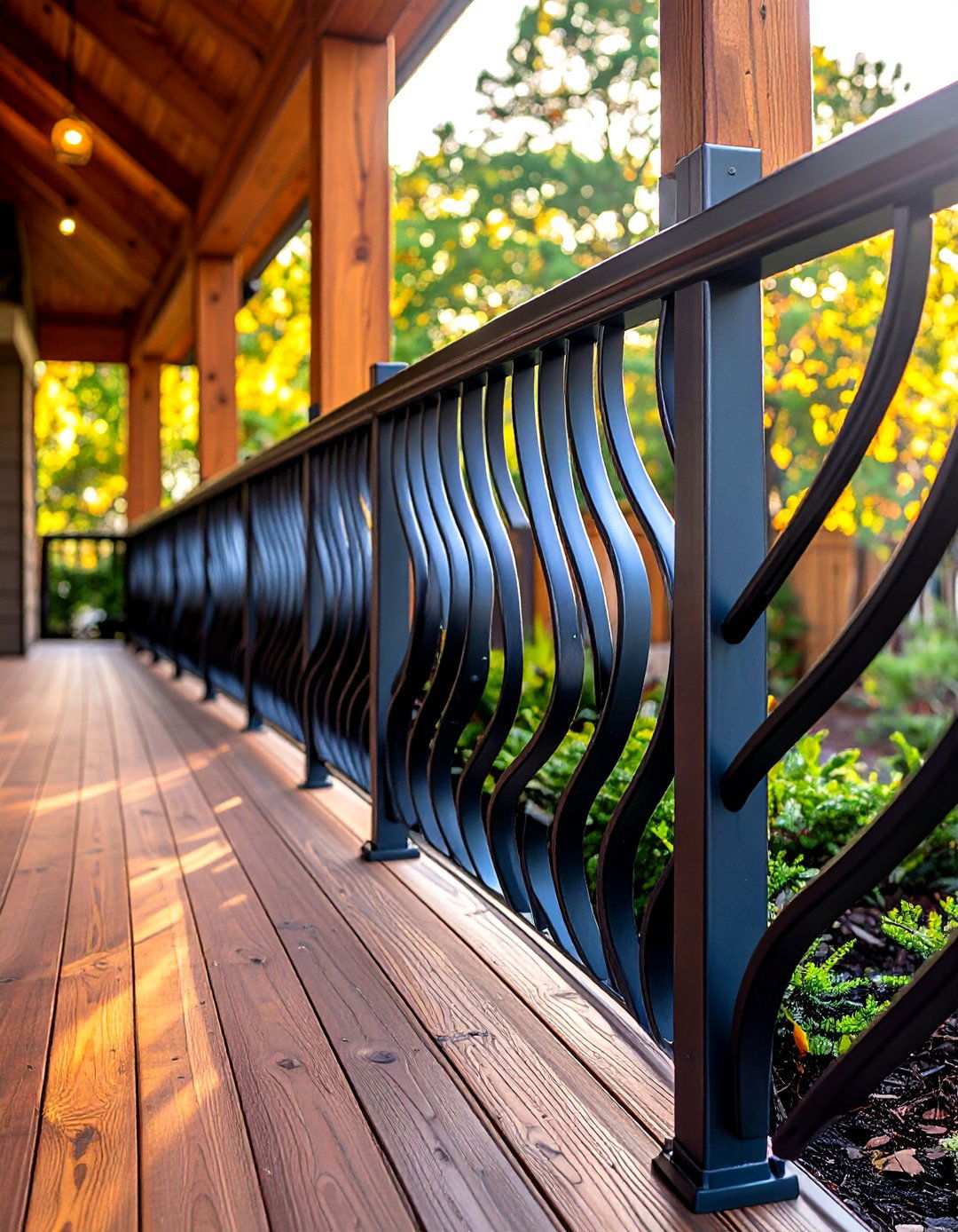 Curved Metal Baluster Designs - 24 Metal Deck Railing Ideas