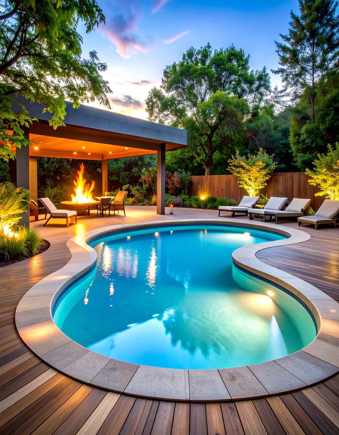 Curved Organic Pool Design - 24 Pool Patio Ideas