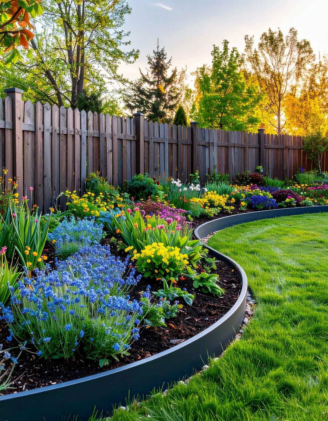 Curved Raised Bed with Serpentine Fence Integration - 24 Raised Garden Bed Along Fence Ideas