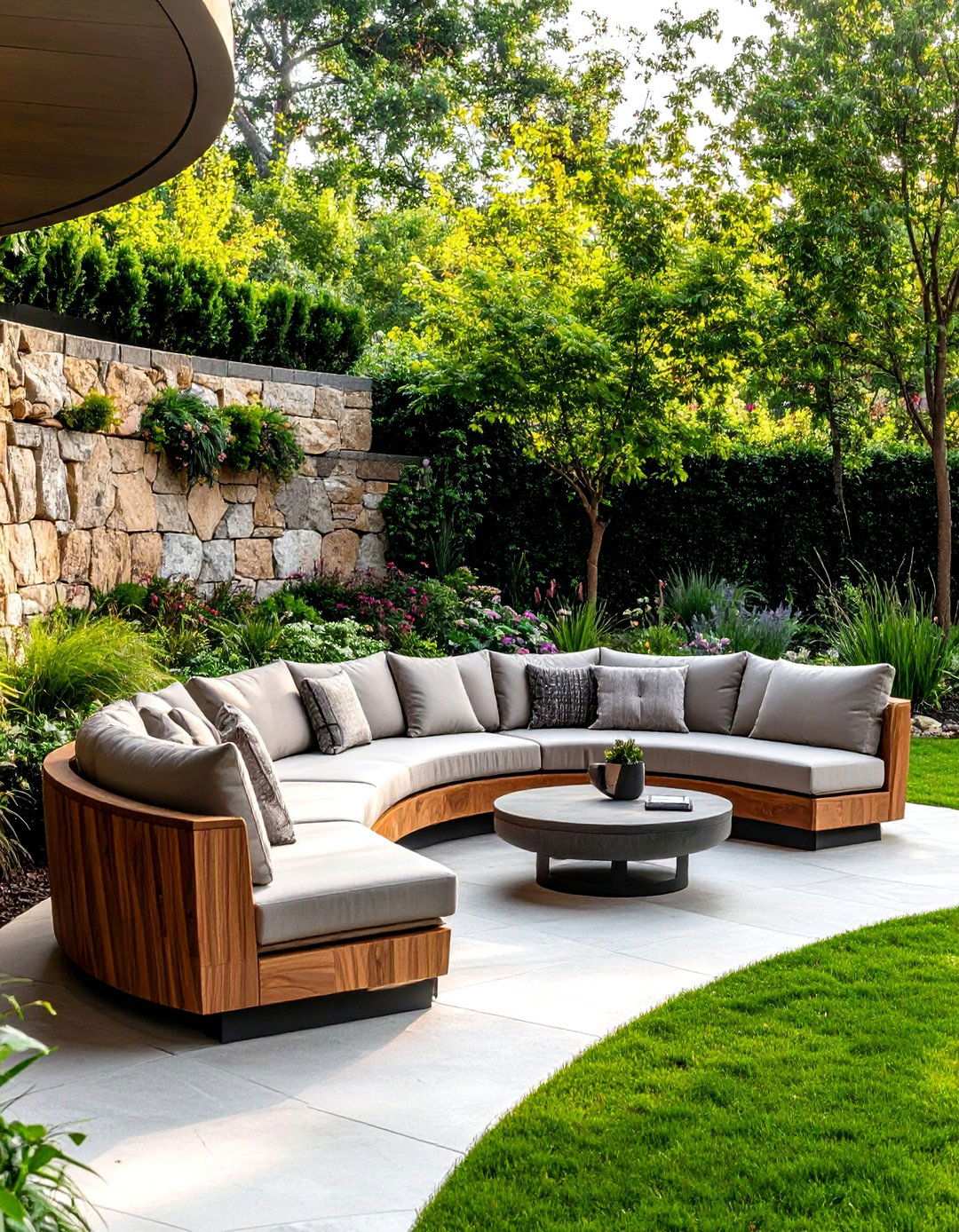 Curved Stone Seating Walls - 24 Stone Wall Ideas