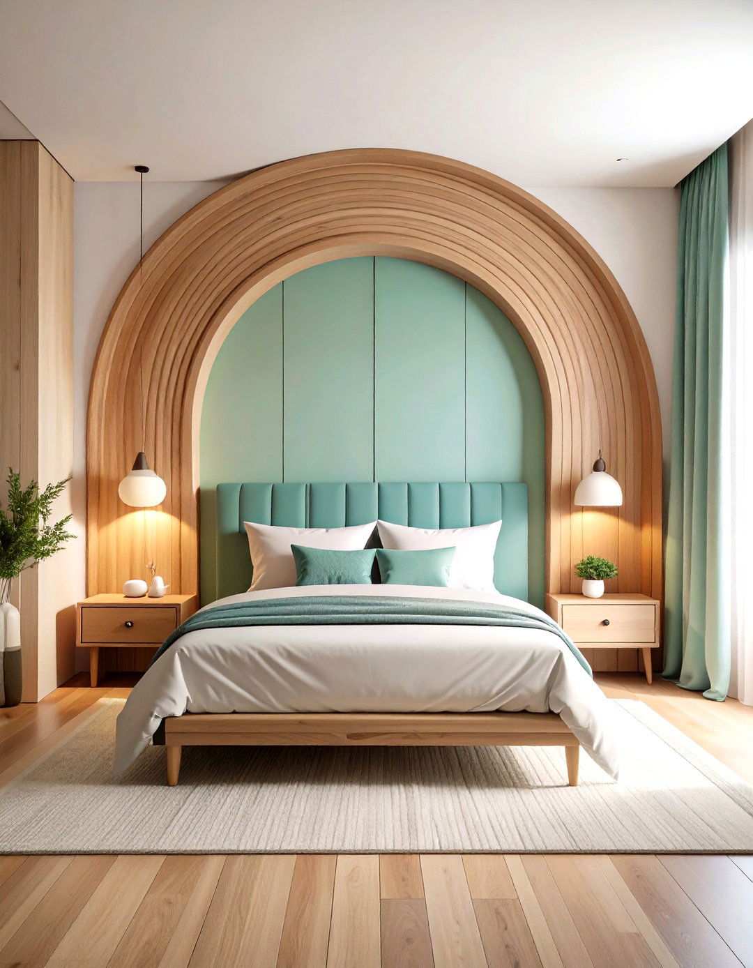 Curved Wood Trim Accent Features - 24 Wood Trim Accent Wall Ideas